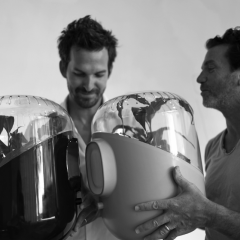 Mathieu Lehanneur and Anthony van den Bossche with their sustainable air purifier, 2009
